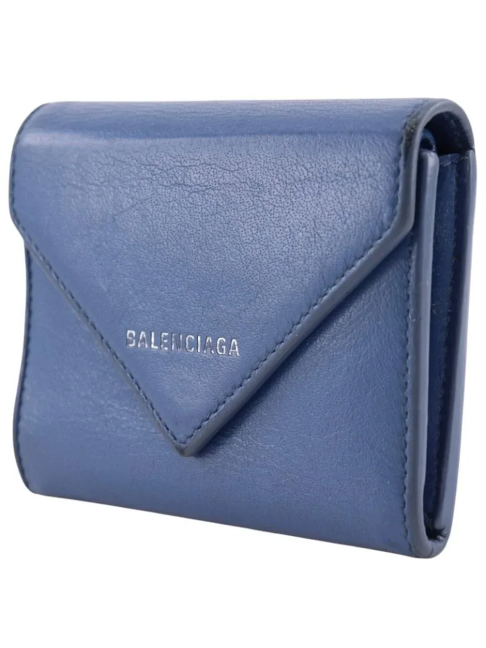 Balenciaga Paper Mini Wallet Leather Blue Bifold